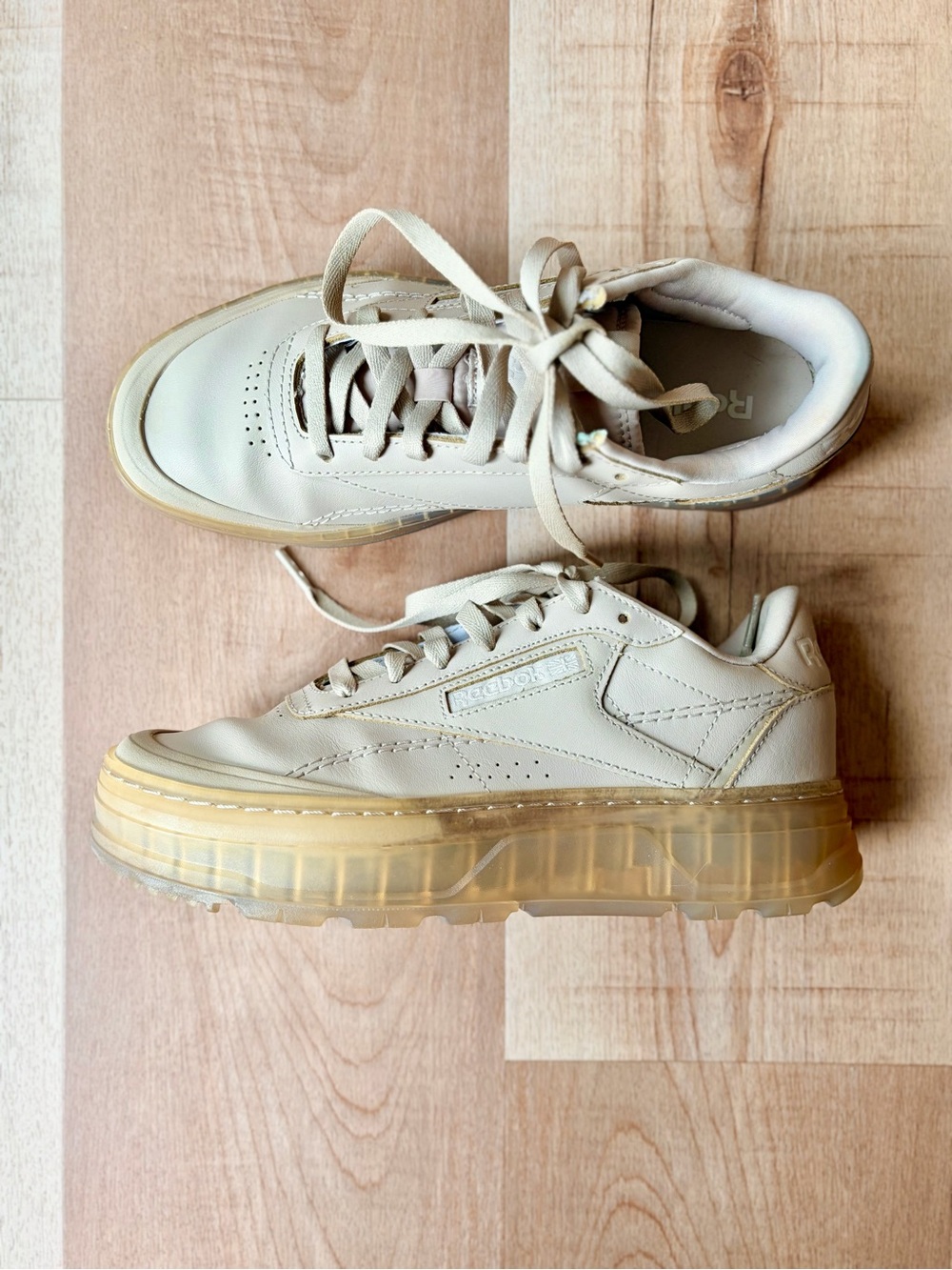 NWOT Reebok Club C Double Geo sneakers Nude "Modern Beige" Size 7.5